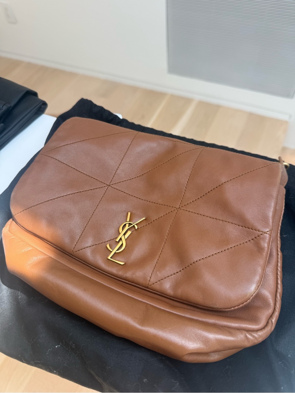 Saint Laurent Cognac Quilted Leather Flap Crossbody with Gold YSL - Picture 5 of 9